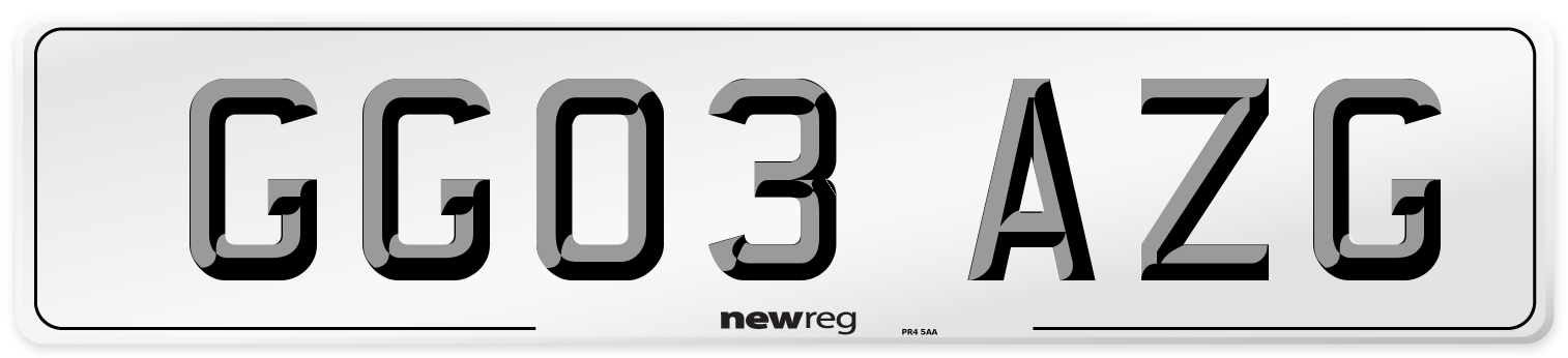 GG03 AZG Number Plate from New Reg